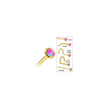 Solid 14K Yellow Gold 2mm Fuchsia Synthetic Opal Nose Ring