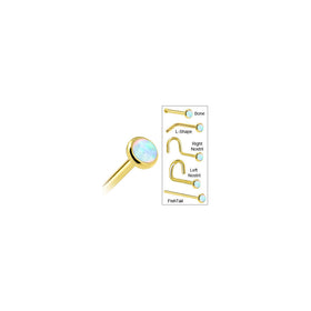 Solid 14K Yellow Gold 2mm Synthetic Opal Nose Ring