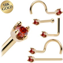 Solid 18K Yellow Gold 1.5mm Genuine Red Diamond Nose Ring