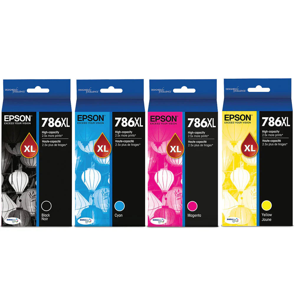 New, Pre-Owned - Epson 786XL High Yield Black,Cyan, Magenta, Yellow Ink Cartridge, T786XL120- 4 Pack
