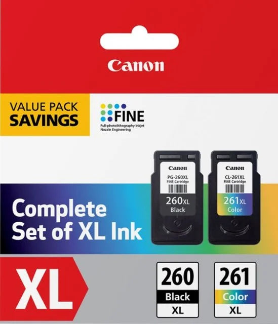 New, Pre-Owned - Canon PG-260XL/CL-261XL High Yield Black & Color Ink Cartridge, 3706C005