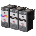 U.S. Remanufactured for Canon PG-40 2 Black / CL-41 1 Color Ink Cartridge  3-Pack