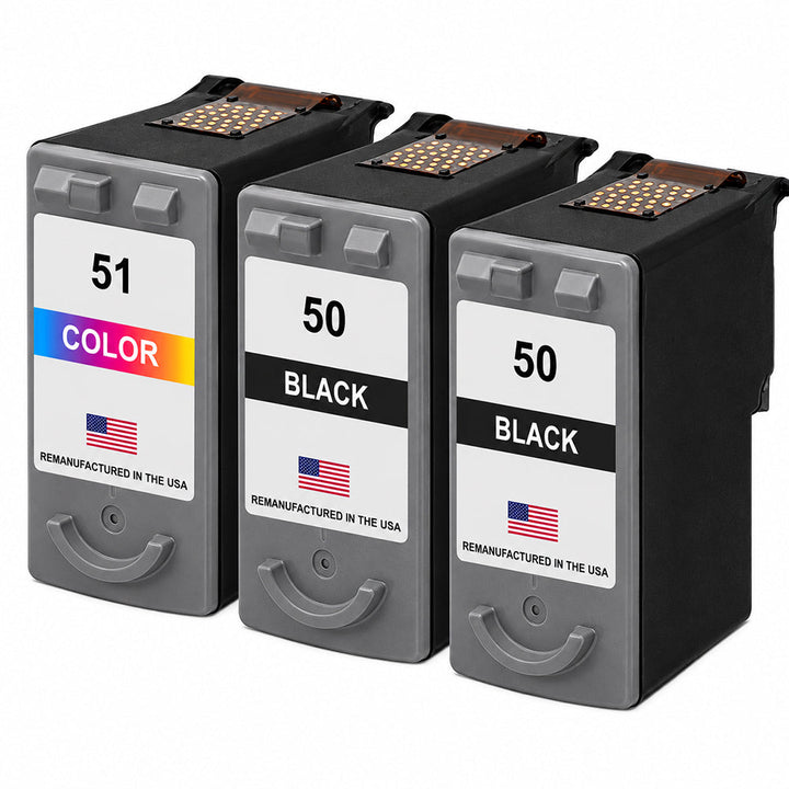 U.S. Remanufactured for Canon PG-50 2 Black / CL-51 1 Color  Ink Cartridge 3-Pack