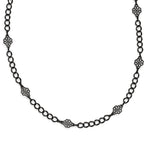 Black Plated Downton Abbey Wide Link Flower Opera Necklace