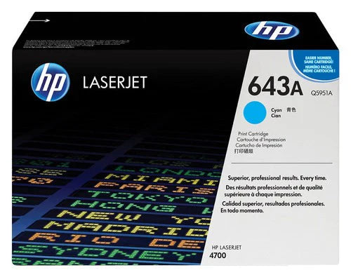 New, Pre-Owned - HP 643A Standard-Yield Cyan Laser Toner Cartridge, Q5951A