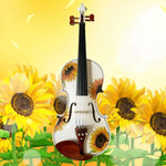 Sunflower White Glitter Violin Outfit | Pearl Fine Tuners & Carbon Fiber Bow