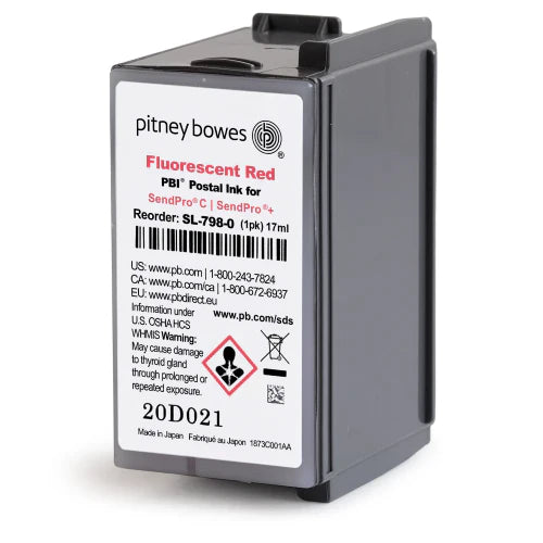 New, Pre-Owned - Pitney Bowes SL-798-0 Standard Yield Red Fluorescent Inkjet Cartridge