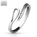 925 Sterling Silver CZ Classy Loop End Toe Ring