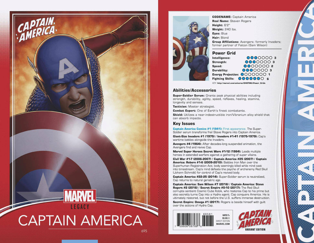 CAPTAIN AMERICA #695 CHRISTOPHER TRADING CARD VAR LEG 11/1/2017