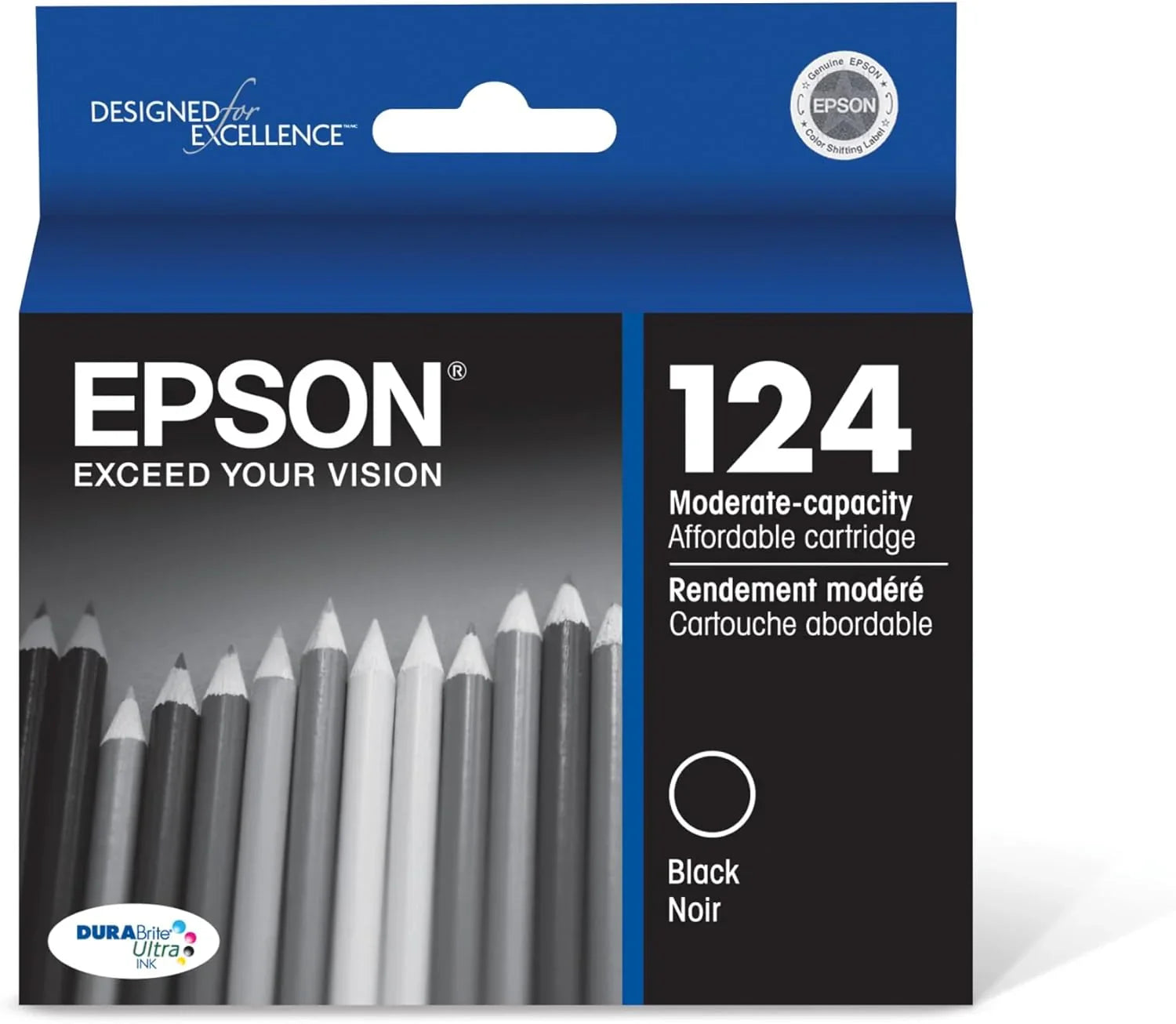 New, Pre-Owned - Epson T124 Standard Yield Black Ink Cartridge, T124120