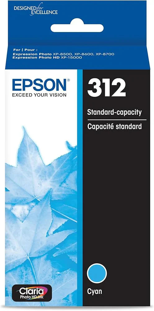 New, Pre-Owned - Epson 312 Cyan Claria Photo HD Ink Cartridge, T312220