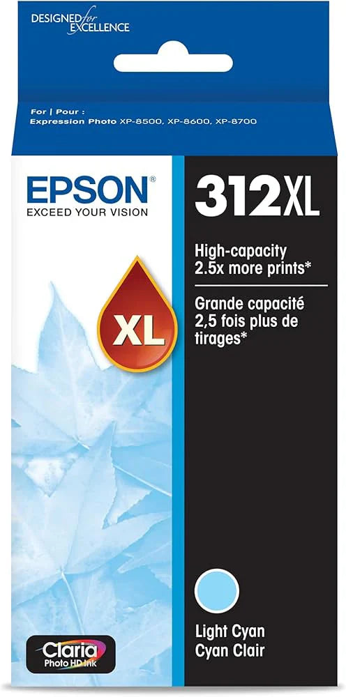 New, Pre-Owned - Epson 312XL High-Yield Light Cyan Ink Cartridge, T312XL520