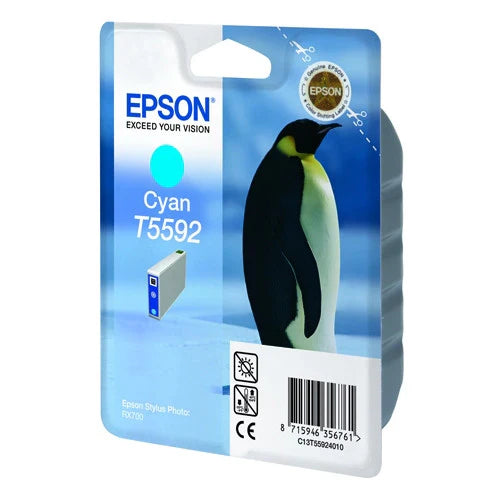 New, Pre-Owned - Epson T5592 Standard Yield Cyan Ink Cartridge, C13T55924010