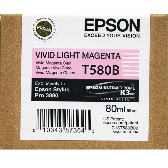 New, Pre-Owned - Epson T580B 80ML UltraChrome K3 Vivid Light Magenta Inkjet Cartridge