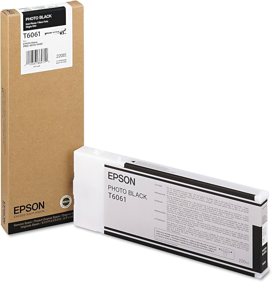 New, Pre-Owned - Epson 220ml UltraChrome K3 Photo Black Ink Cartridge, T606100