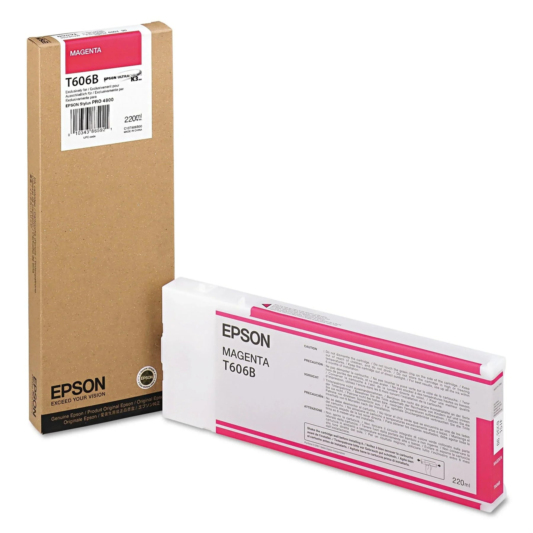 New, Pre-Owned - Epson 220ml UltraChrome K3 Magenta Ink Cartridge, T606B00