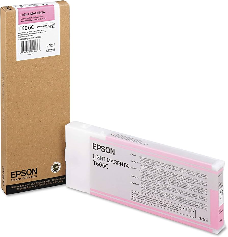 New, Pre-Owned - Epson 220ml UltraChrome K3 Light Magenta Ink Cartridge, T606C00