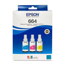 New, Pre-Owned - Epson (T664) Ultra High-Yield Multi-Color 3-Pack Ink Bottle, T664520-S