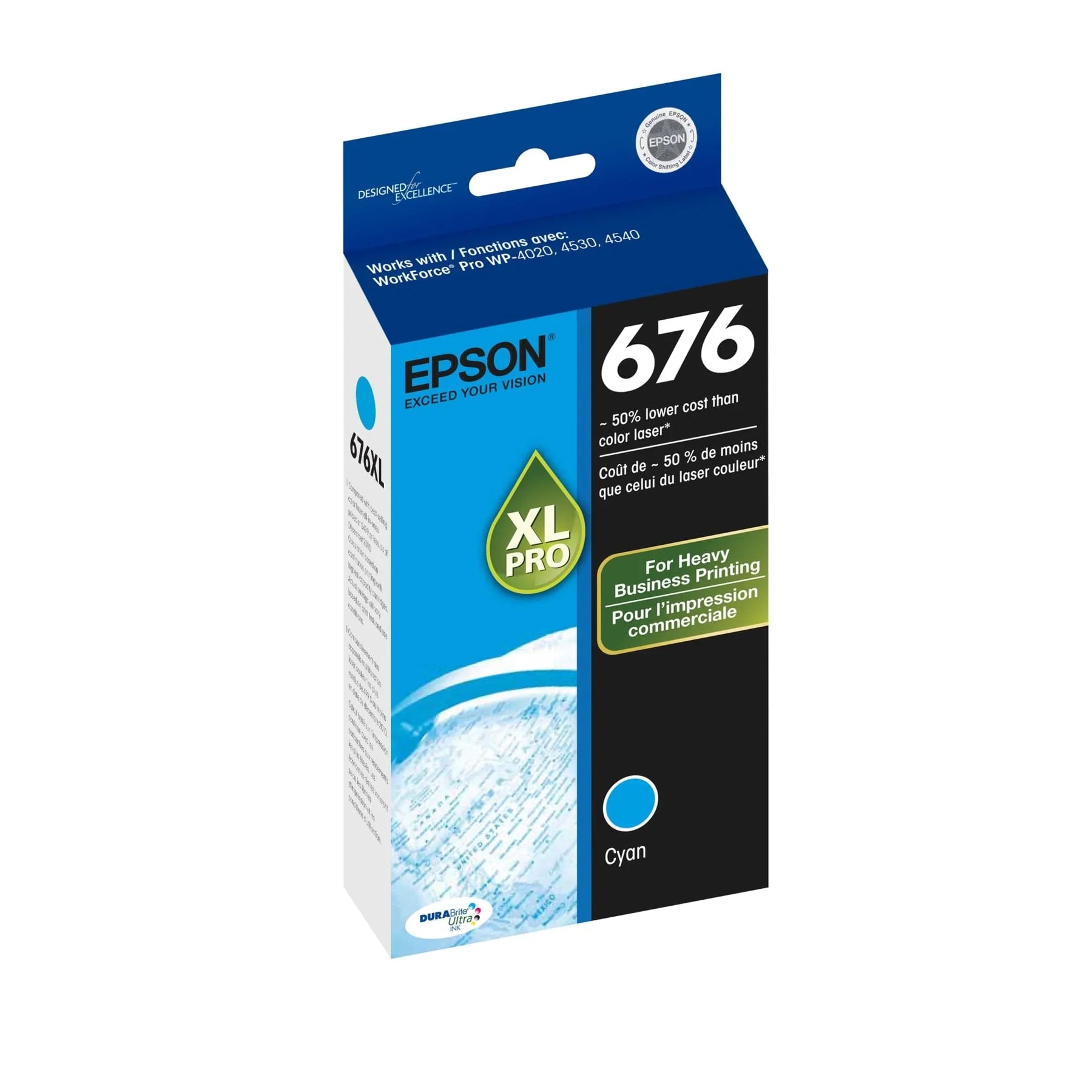 New, Pre-Owned - Epson 676XL DURABrite High-Yield Cyan Ink Cartridge, T676XL220