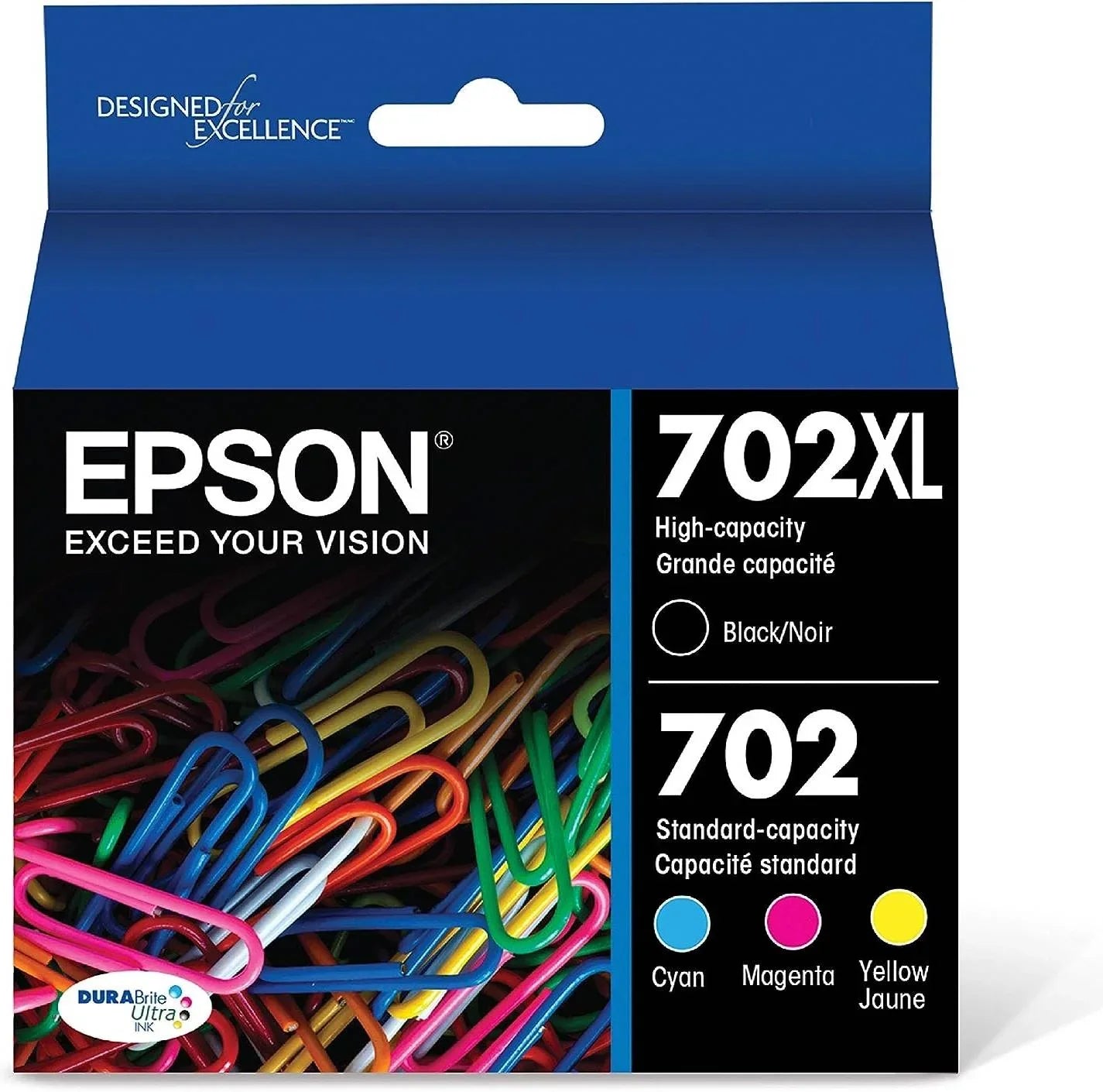 New, Pre-Owned - Epson T702XL/702 Multi-Color (4-Pack) Ink Cartridge, T702XL-BCS