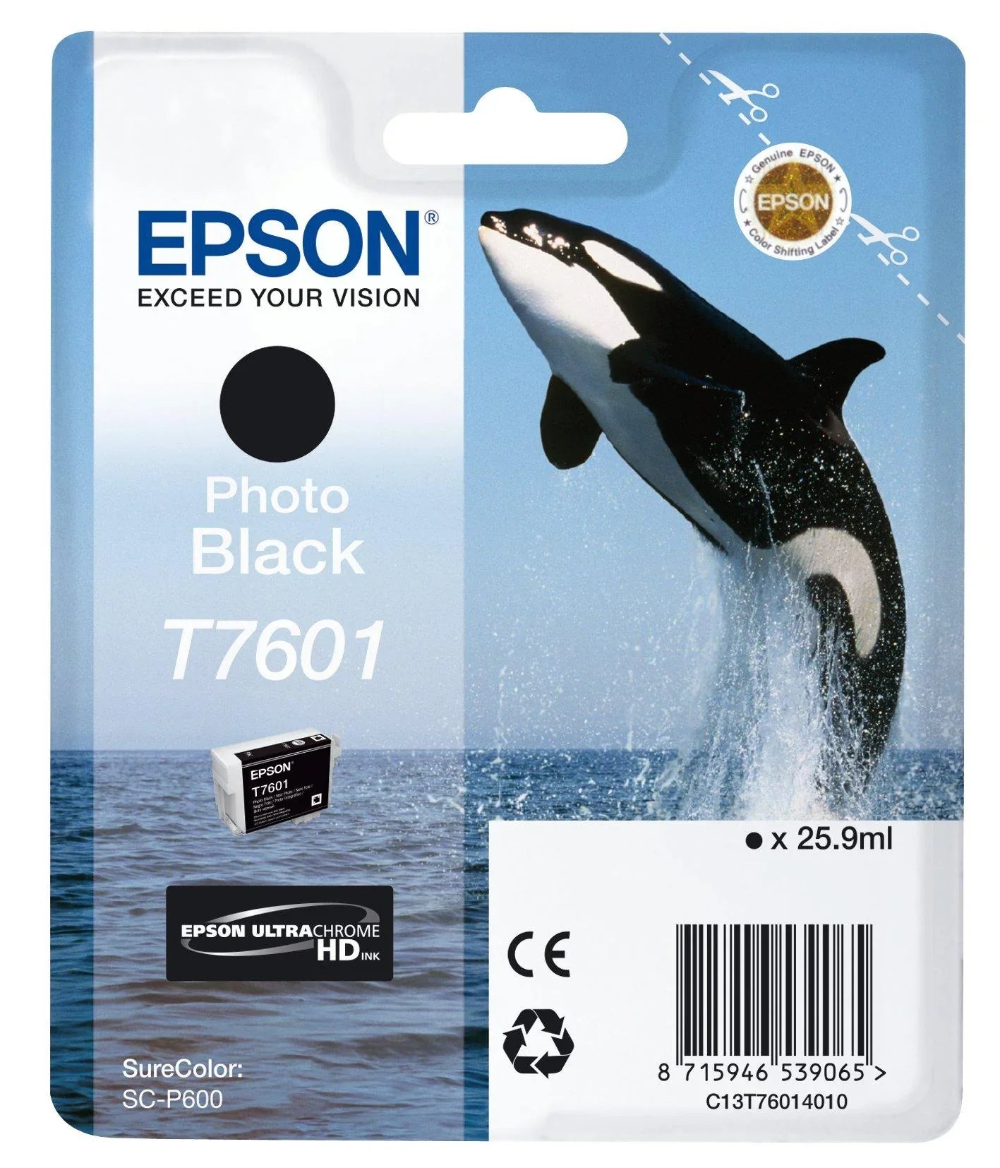 New, Pre-Owned - Epson Whale T7601 Photo Black Ink Cartridge