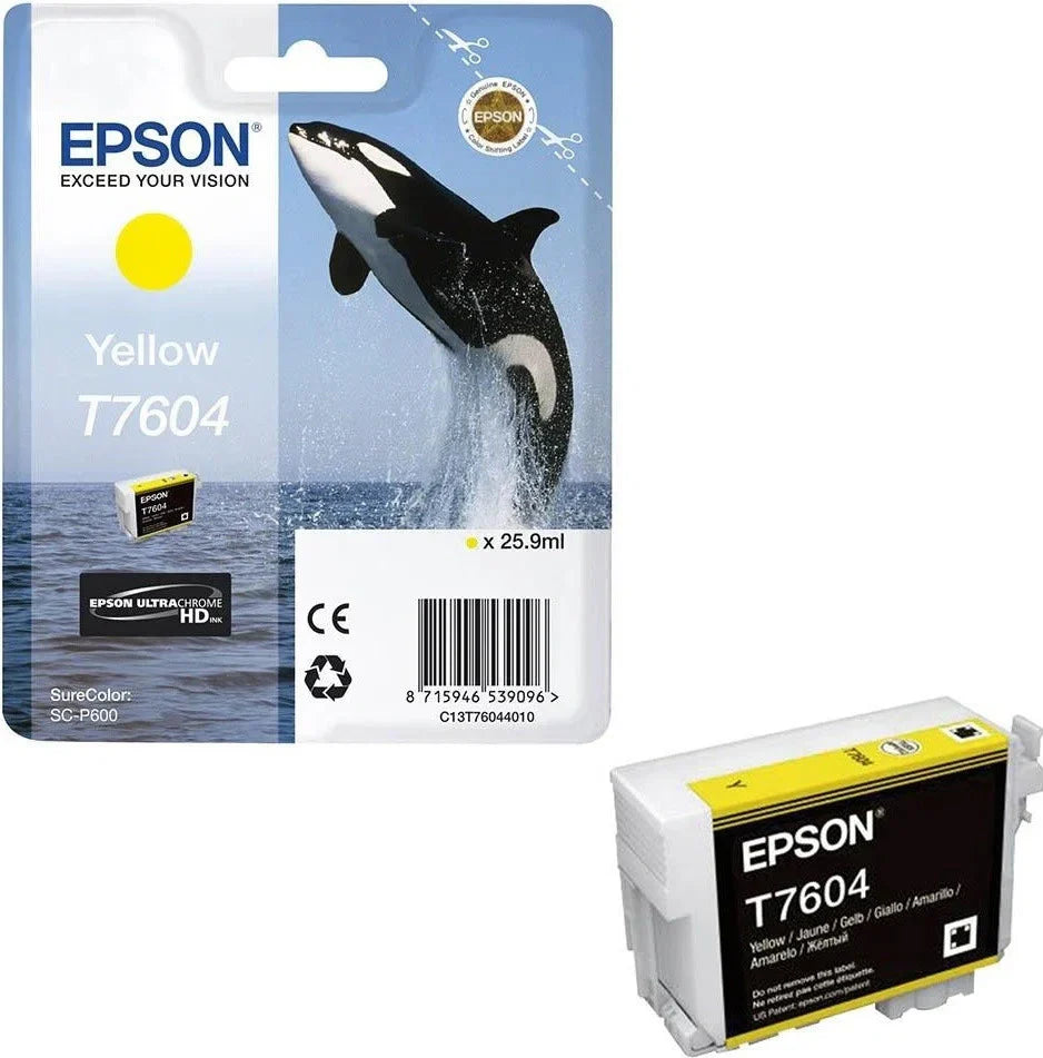 New, Pre-Owned - Epson T7604 Standard Yield Yellow Ink Cartridge