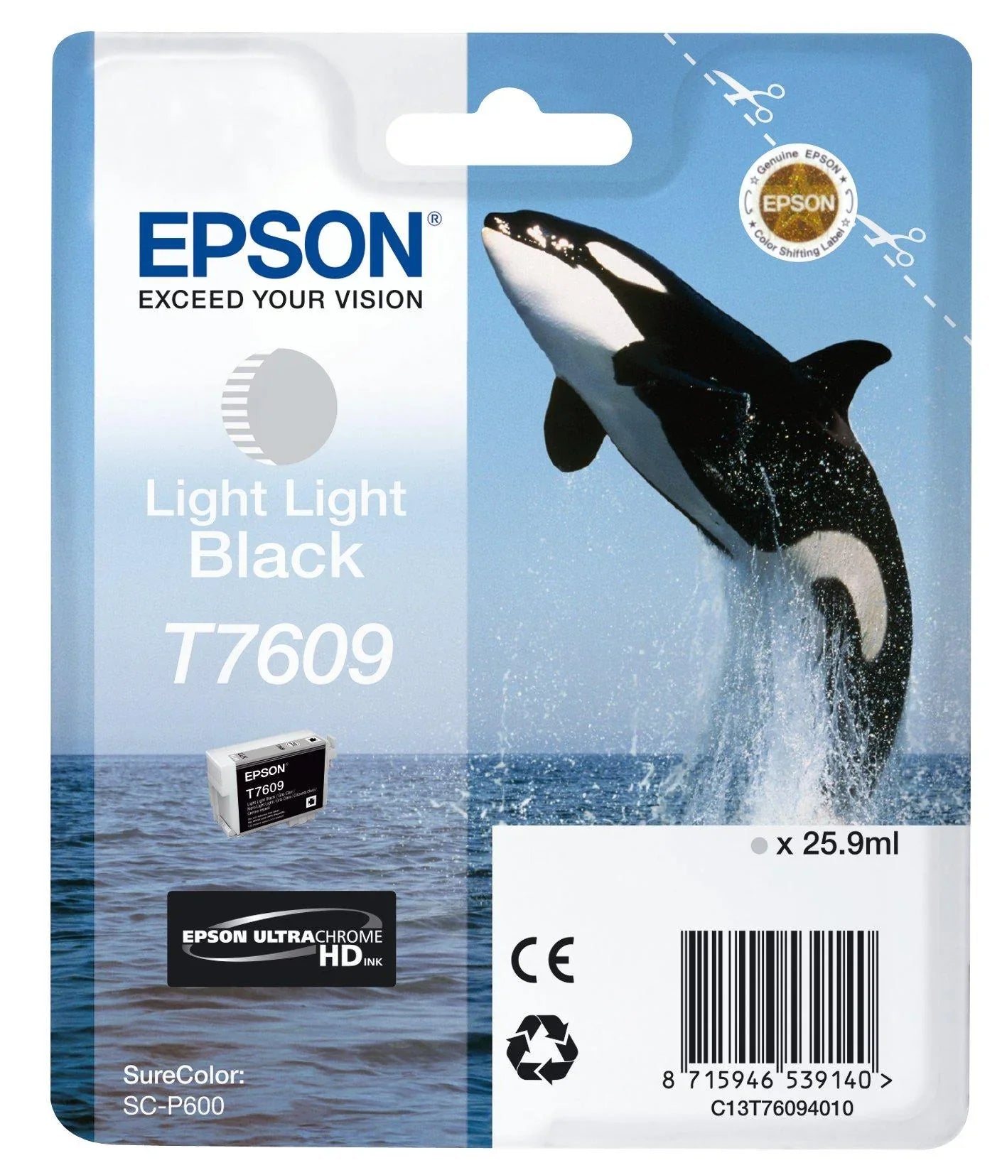 New, Pre-Owned - Epson Whale T7609 Light Light Black Ink Cartridge