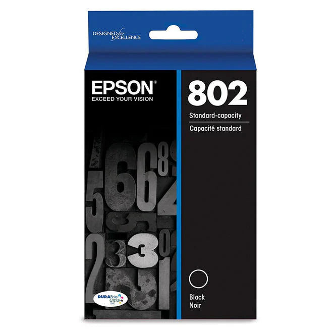 New, Pre-Owned - Epson T802 Standard Yield Black Ink Cartridge,T802120-S
