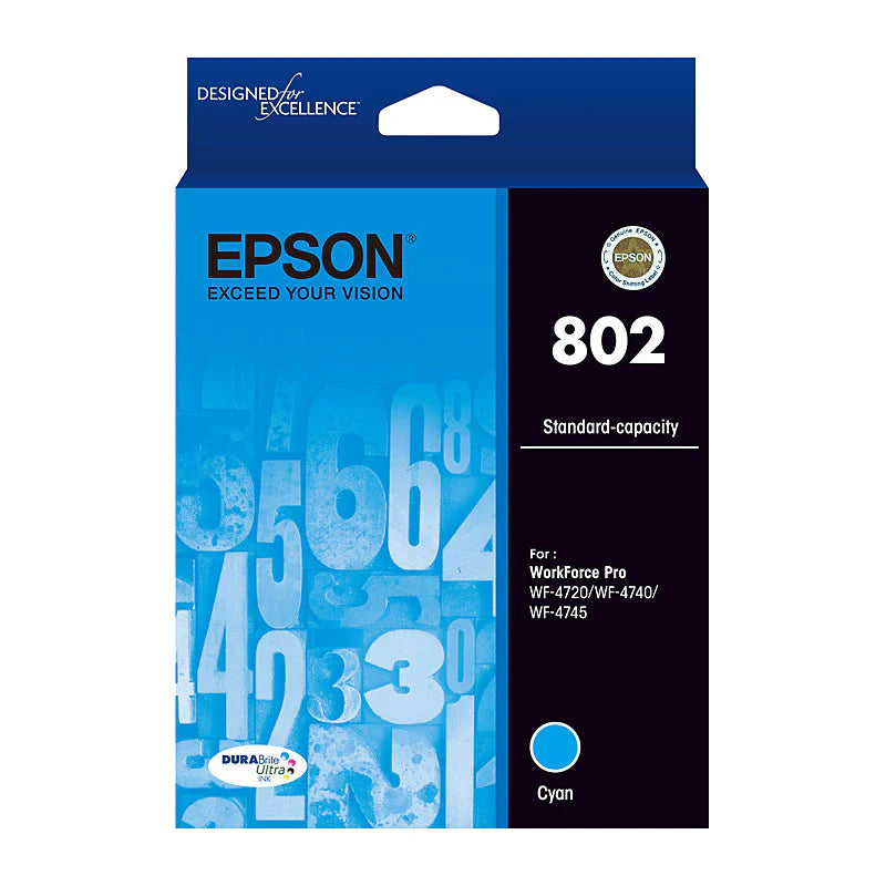 New, Pre-Owned - Epson T802 Standard Yield Cyan Ink Cartridge,T802220-S