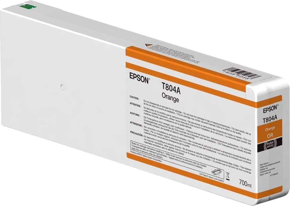 New, Pre-Owned - Epson 700ml UltraChrome HD Orange Ink Cartridge, T804A00