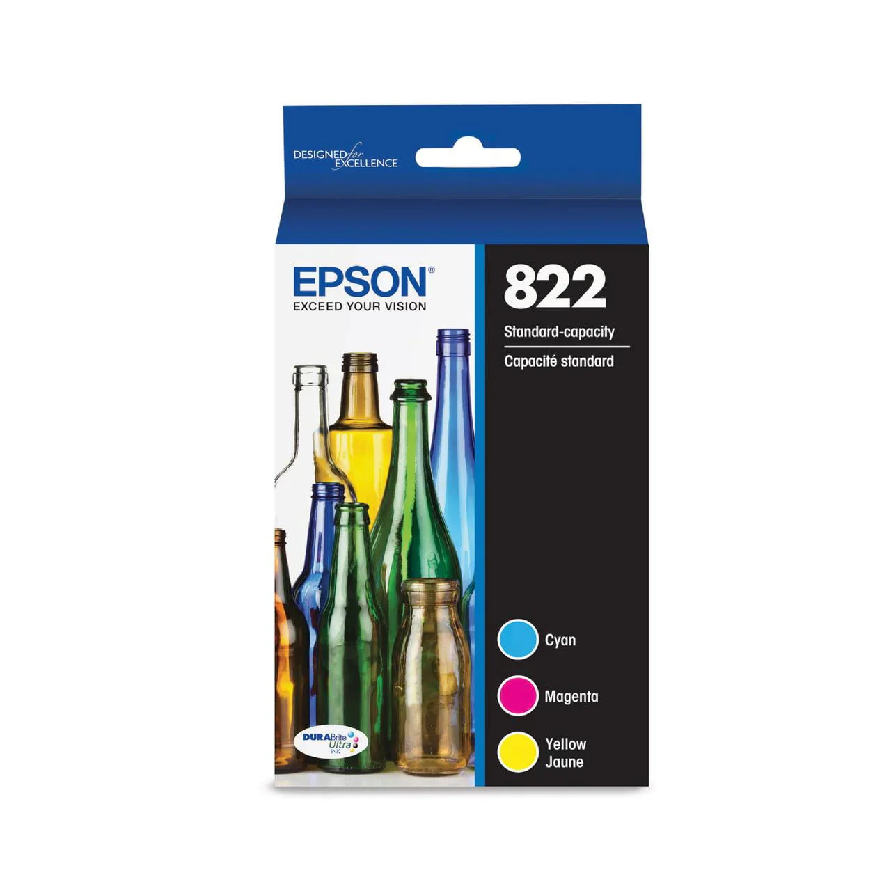 New, Pre-Owned - Epson 822 Standard Yield Multi-Color (3-Pack) Ink Cartridge, T822520-S