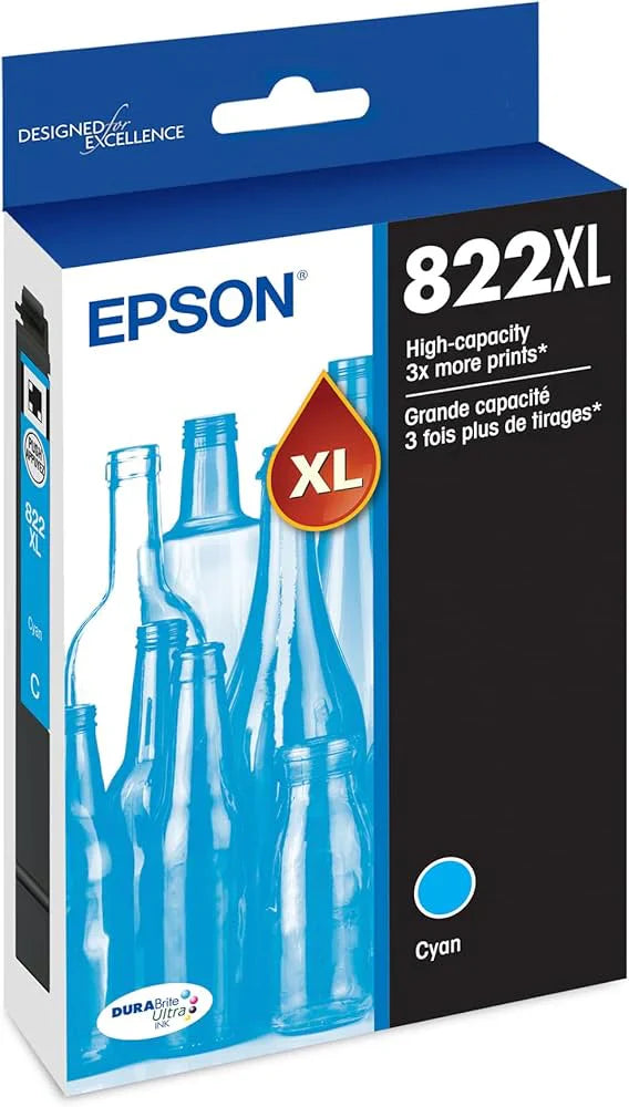New, Pre-Owned - Epson T822XL Cyan High-Yield Ink Cartridge, T822XL220-S