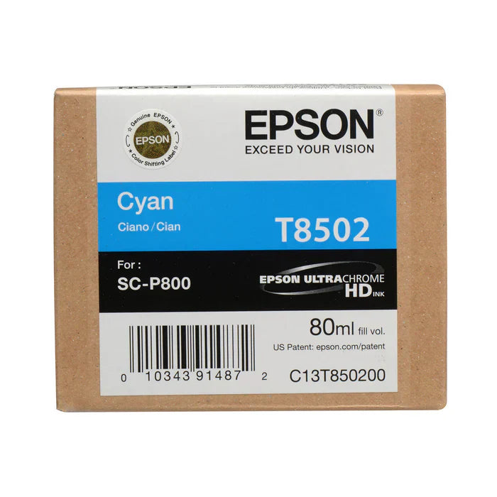 New, Pre-Owned - Epson 80ml UltraChrome HD Cyan Ink Cartridge, T850200