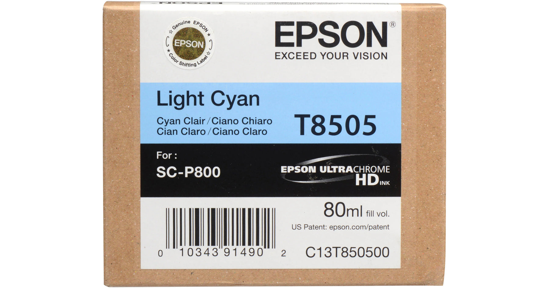 New, Pre-Owned - Epson 80ml UltraChrome HD Light Cyan Ink Cartridge, T850500