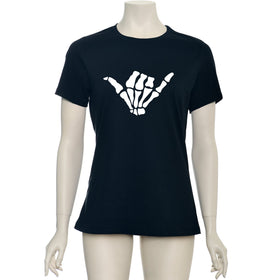 Glow in the Dark Shaka Skelelton Hand Tee Shirt