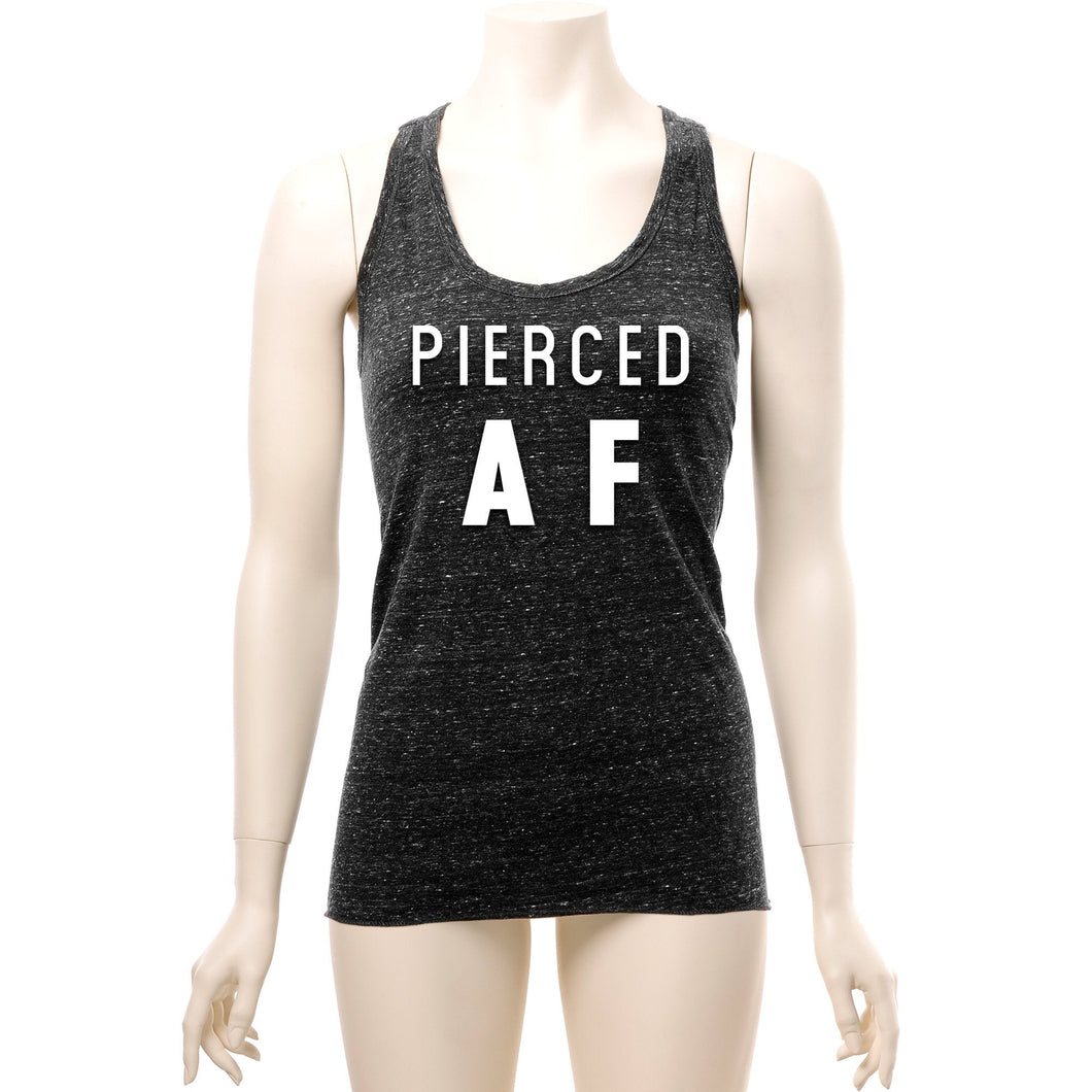 Pierced AF Black Gray Cosmic Twist Back Tank Top