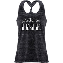 Pretty in Ink Black Gray Cosmic Twist Back Tank Top
