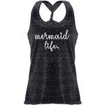 Mermaid Life Black Gray Cosmic Twist Back Tank Top