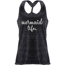 Mermaid Life Black Gray Cosmic Twist Back Tank Top