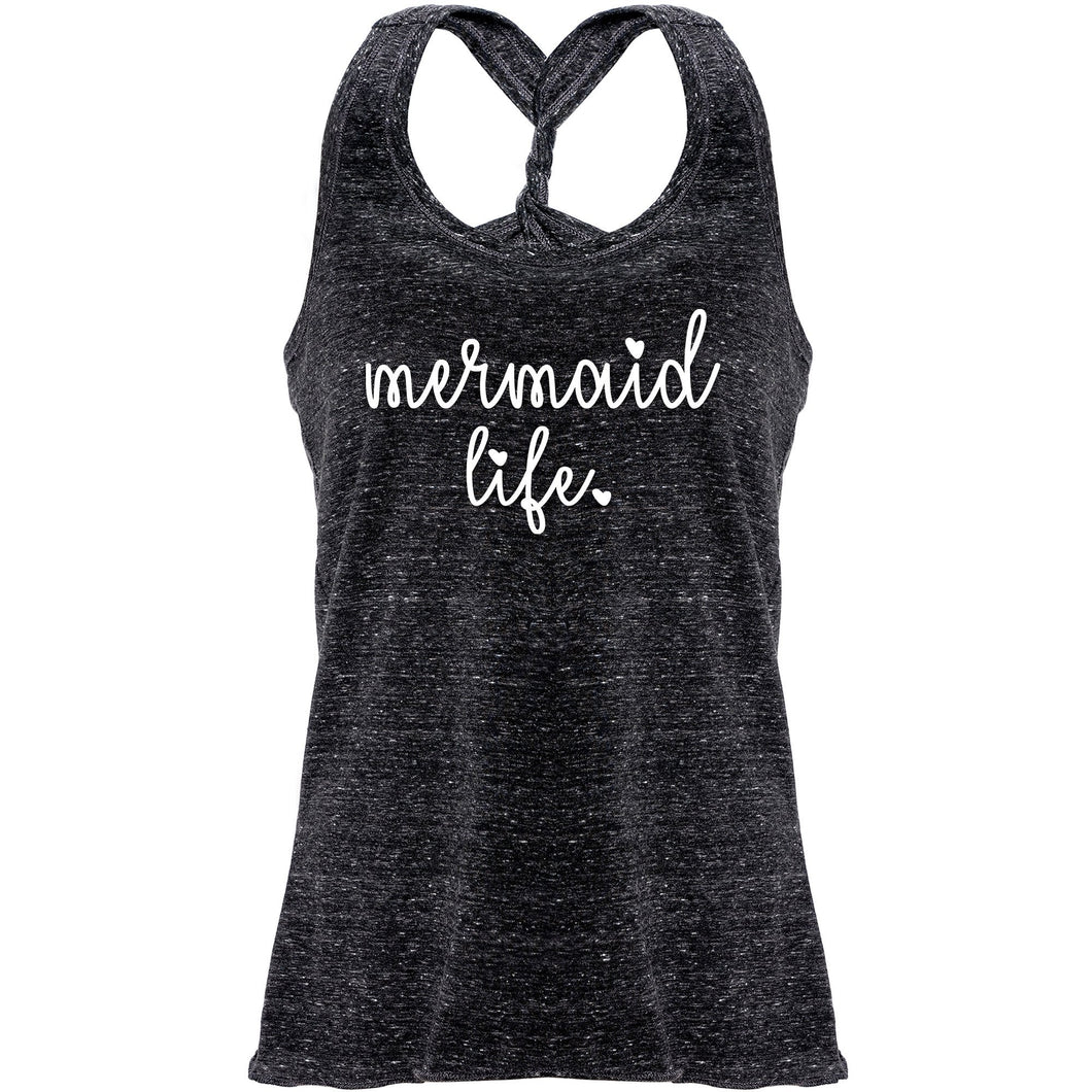 Mermaid Life Black Gray Cosmic Twist Back Tank Top