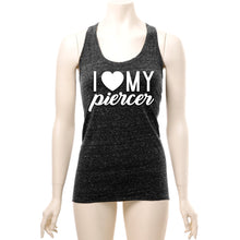 I Heart My Piercer Black Gray Cosmic Twist Back Tank Top