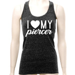 I Heart My Piercer Black Gray Cosmic Twist Back Tank Top