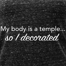 My Body is a Temple... So I Decorated Black Gray Cosmic Twist Back Tank Top