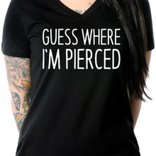 Guess Where I'm Pierced Black Tapered V-Neck Tee Shirt