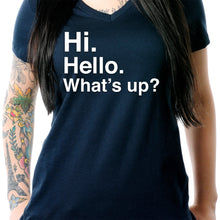 Hi. Hello. What's up? Tapered V-Neck Tee Shirt