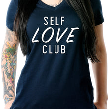 Self Love Club Black Tapered V-Neck Tee Shirt