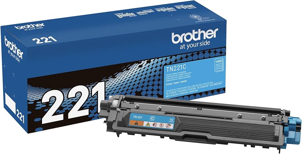 New, Pre-Owned - Brother TN-221 Standard-Yield Cyan Toner Cartridge, TN221C