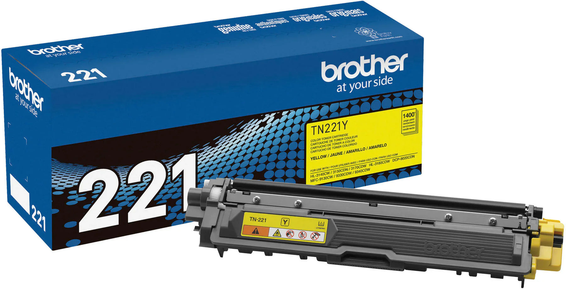 New, Pre-Owned - Brother TN-221 Standard-Yield Yellow Toner Cartridge, TN221Y