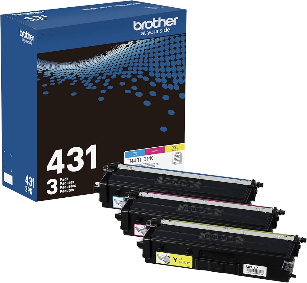 New, Pre-Owned - Brother Standard-Yield Cyan, Yellow and Magenta Toner Cartridge, TN431-3PK