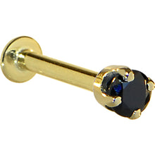 16G Solid 14K Yellow Gold 3mm Black Cubic Zirconia Tragus Earring Stud